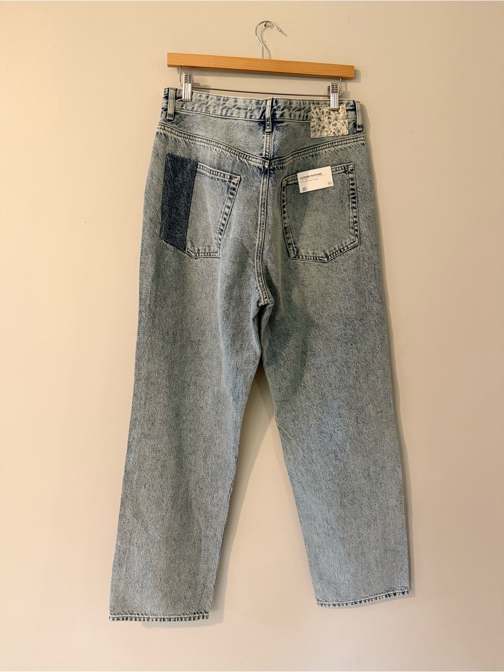 AG Adriano Goldschmied Patchwork Button Fly Straight Leg Jeans 30 NWT - Picture 4 of 6